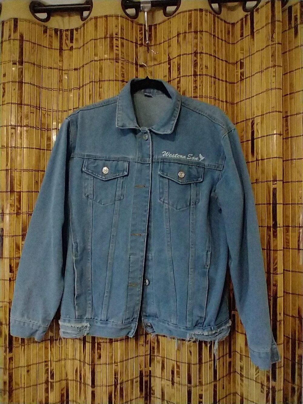 Western Son Vodka Blue Denim Trucker Jacket in size Small (S)